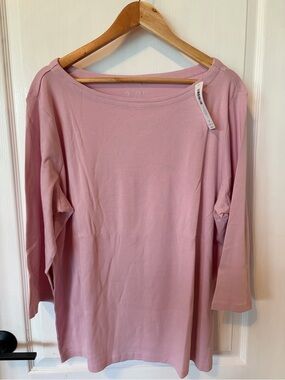 Chicos Women's Boatneck Three-Quarter Sleeve Top - Dusty Pink